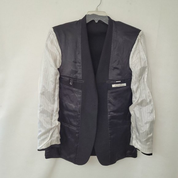 Kenneth Cole Mens Black Wool Blazer Size 40L Two Button Double Vent Back - Picture 6 of 16